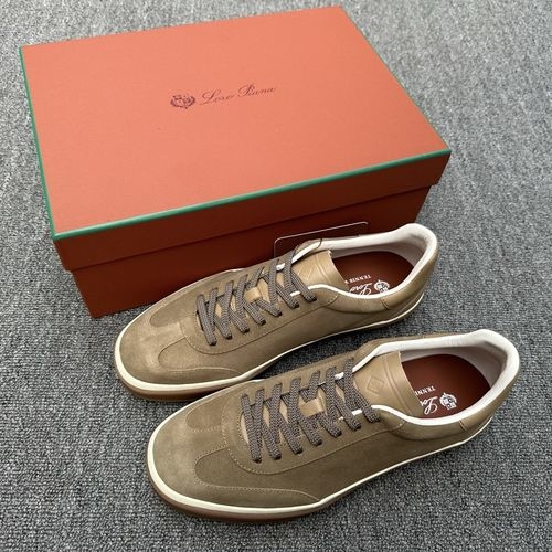 Loro Piana LP Suede Tennis Shoes With Lp Logo