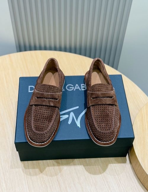 Dolce & Gabbana DG New Florio Suede Moccasin Shoes