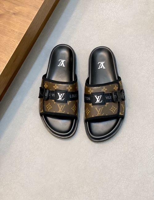 Louis Vuitton LV Monogram Slide Sandals Velcro Strap