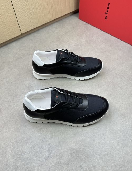 Kiton Nappa Leather Canvas Casual Sneakers