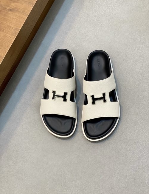 Hermes Cowhide Slides Non-slip Rubber Sole