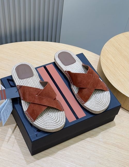 Zegna Woven Straw Slip On Beach Slippers