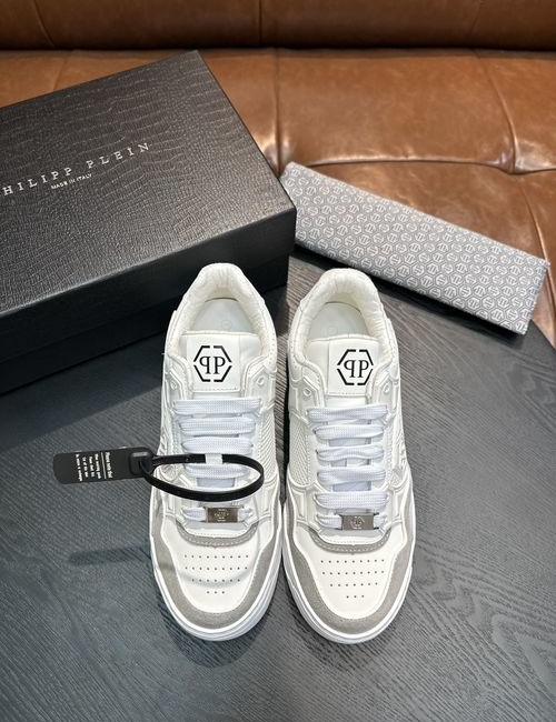 Philipp Plein Mixed Leather Low-top Sneakers With Logo