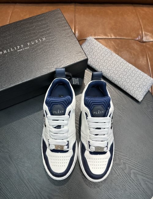 Philipp Plein Mixed Leather Low-top Sneakers With Logo