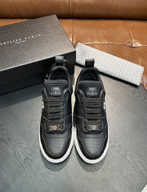 Philipp Plein Mixed Leather Low-top Sneakers With Logo