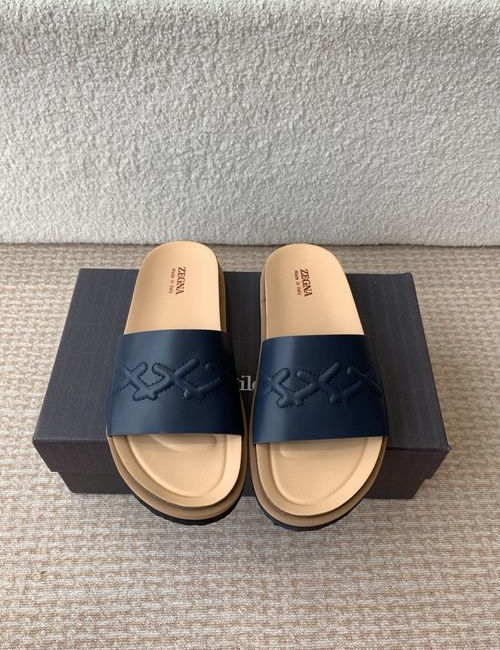 Zegna Calfskin Suede Platform Slides