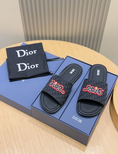 Christian Dior CD Alias Cowhide Slippers Oblique Printed Sole