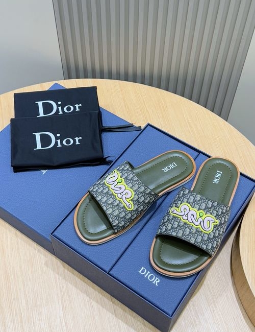 Christian Dior CD Alias Cowhide Slippers Oblique Printed Sole