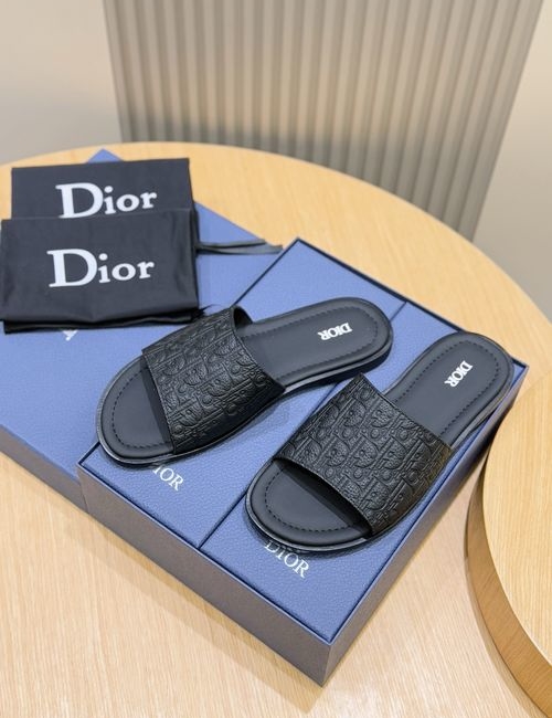 Christian Dior CD Alias Cowhide Slippers Oblique Printed Sole