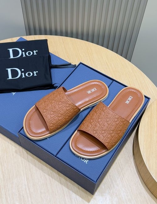 Christian Dior CD Alias Cowhide Slippers Oblique Printed Sole