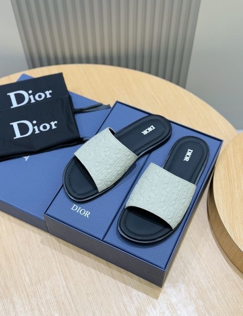 Christian Dior CD Alias Cowhide Slippers Oblique Printed Sole