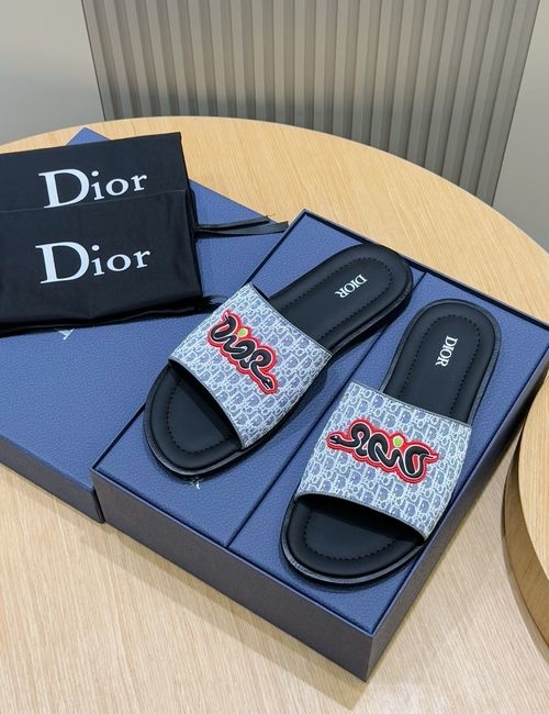 Christian Dior CD Alias Cowhide Slippers Oblique Printed Sole