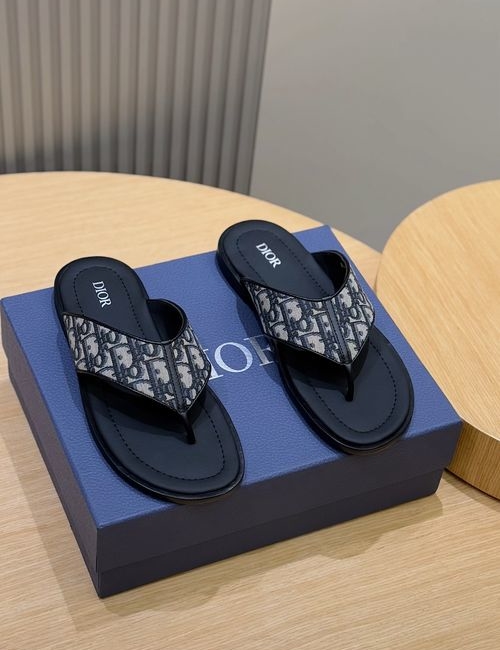 Christian Dior CD Alias Cowhide Slippers Oblique Printed Sole