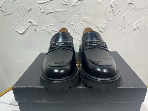 Prada Patent Leather Stitching Loafers