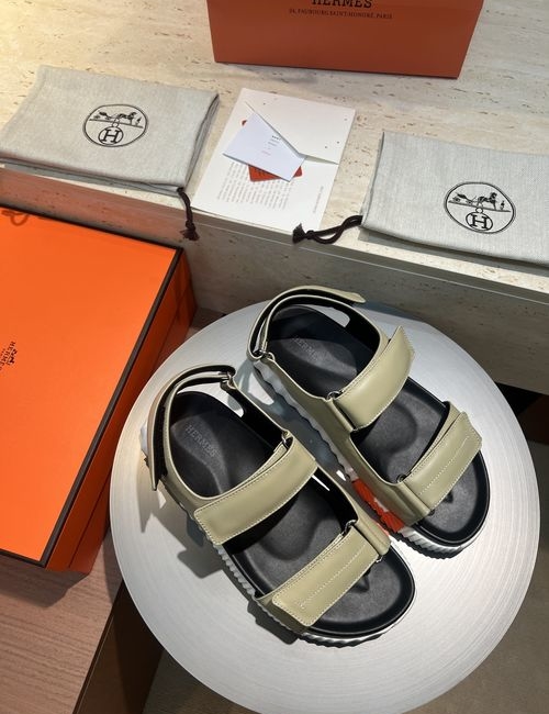 Hermes Electric Sandals Calfskin Suede Comfortable Sole