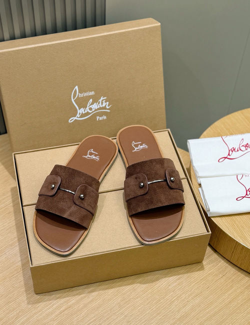 Christian Louboutin Genuine Leather Summer Slide Sandals