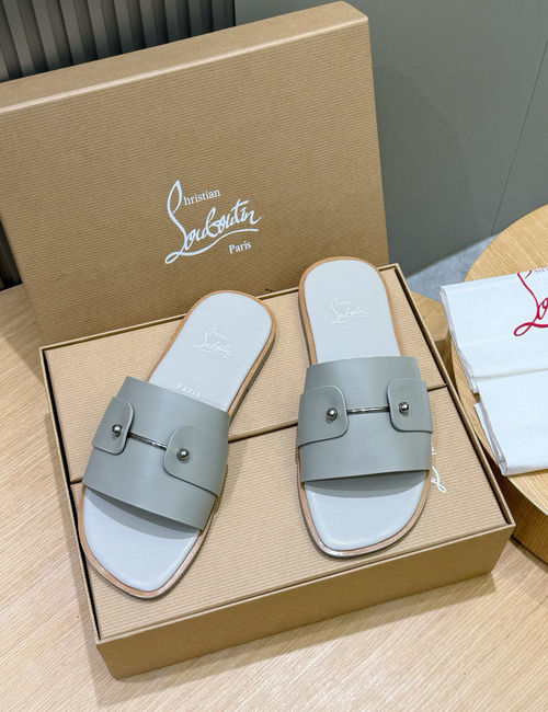 Christian Louboutin Genuine Leather Summer Slide Sandals