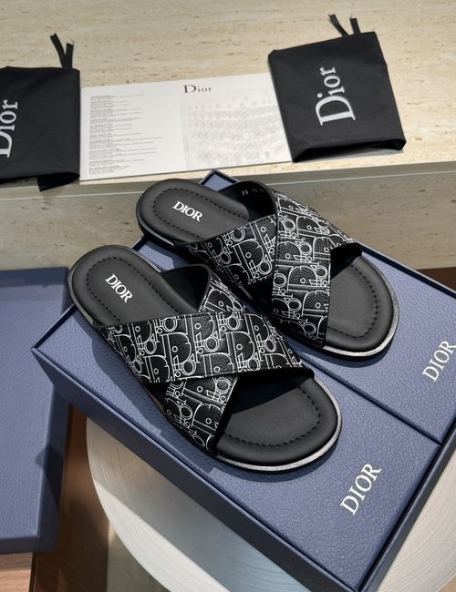 Christian Dior CD Alias Cross Strap Leather Sandals With CD Logo