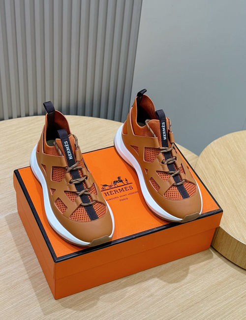 Hermes Katana Knit Leather Sneakers