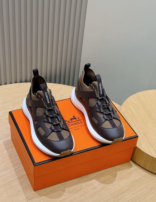 Hermes Katana Knit Leather Sneakers