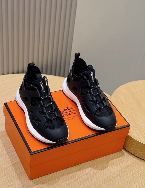 Hermes Katana Knit Leather Sneakers
