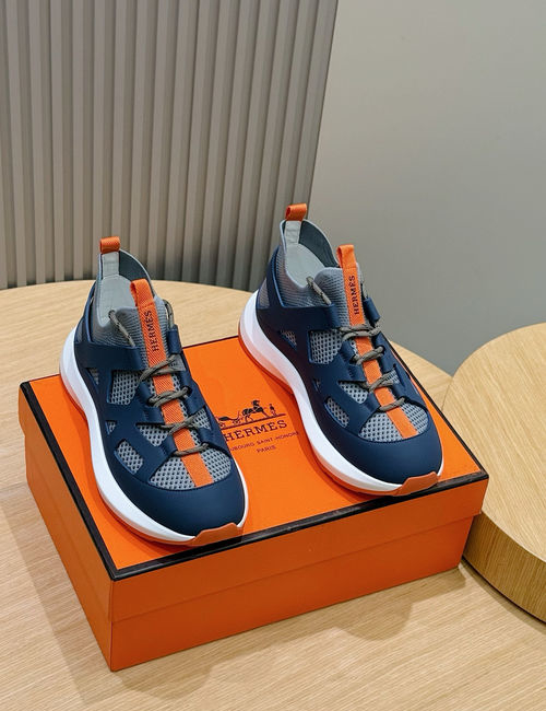 Hermes Katana Knit Leather Sneakers