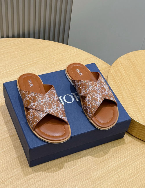 Christian Dior CD Alias Leather Slide Sandals