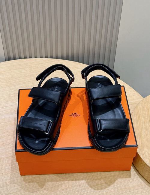 Hermes Electric Sandals Calfskin Suede Sole Comfortable