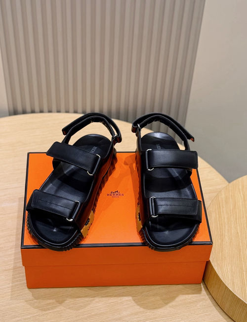 Hermes Electric Sandals Calfskin Suede Sole Comfortable