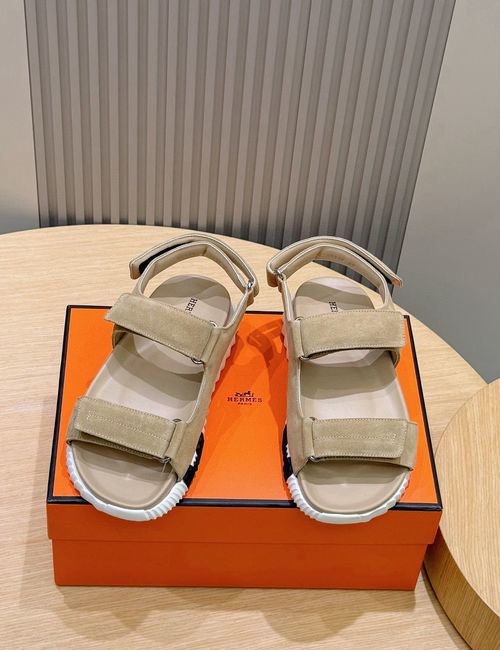 Hermes Electric Sandals Calfskin Suede Sole Comfortable