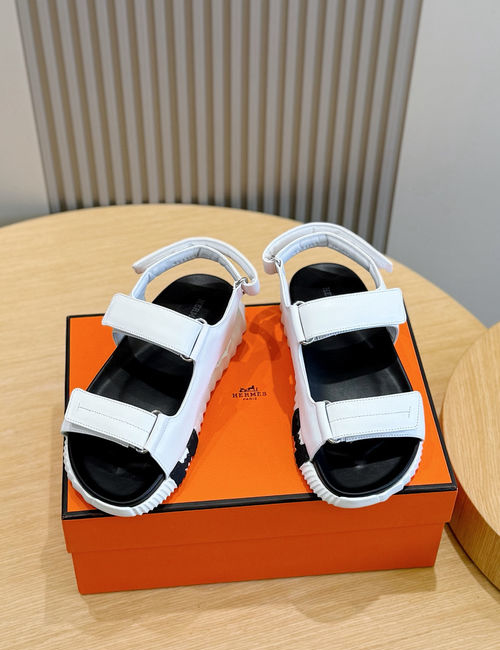 Hermes Electric Sandals Calfskin Suede Sole Comfortable