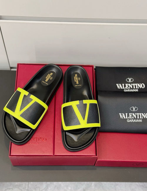 Valentino Hollow V Hardware Leather Slippers