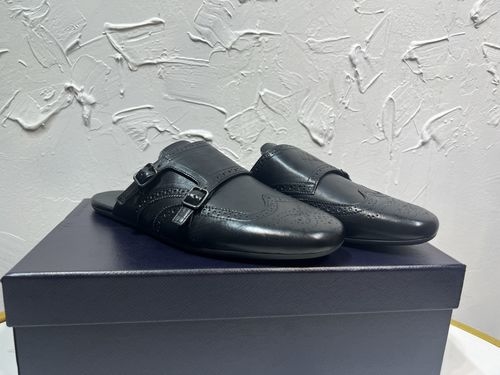 Prada Double Buckle Leather Monk Shoes