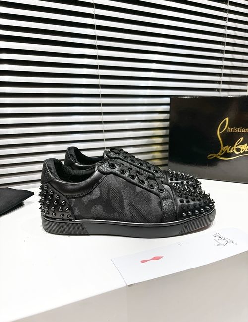 Christian Louboutin Low-Top Spiked Print Camouflage Black