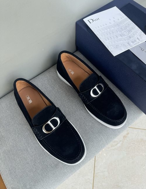Christian Dior CD Casual Leather Shoes Stitched Detail Rubber Outsole Cowhide Lining