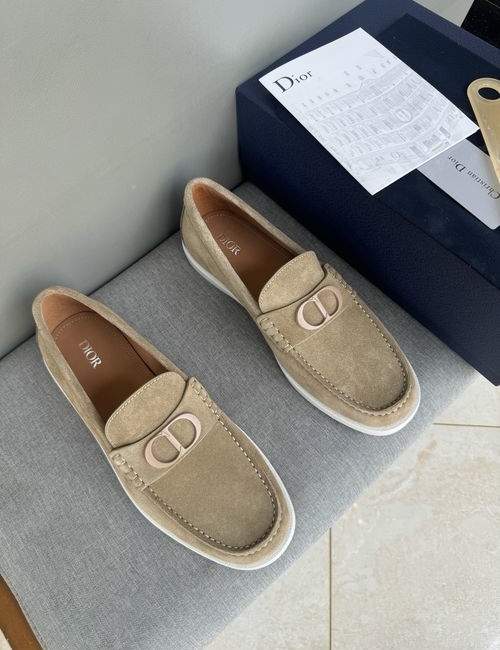 Christian Dior CD Casual Leather Shoes Stitched Detail Rubber Outsole Cowhide Lining