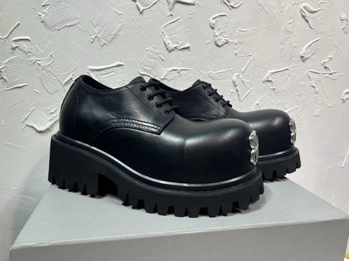 Balenciaga Stomper Derby Shoes With Metal BB Logo