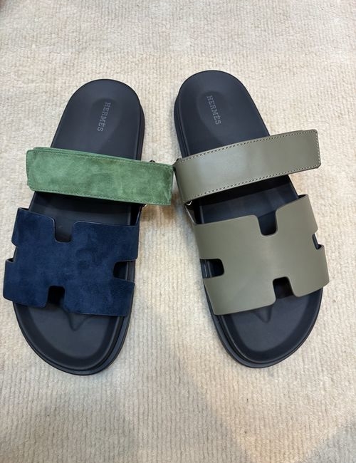 Hermes Electric Contrast Sole Suede Sandals