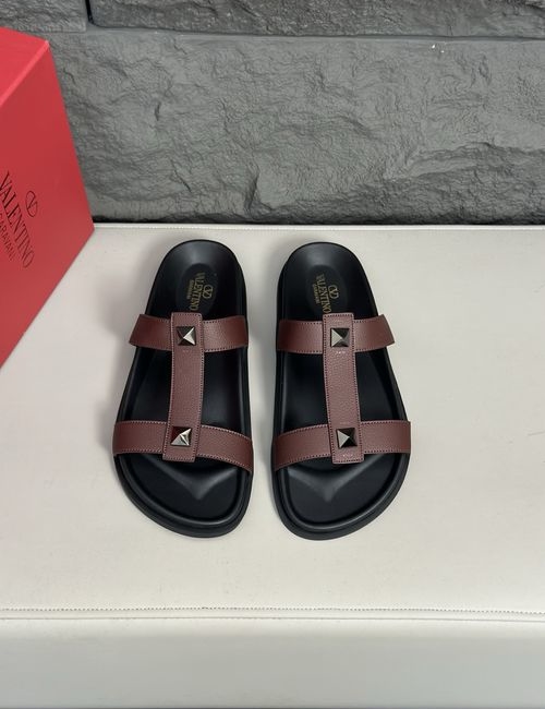 Valentino Cowhide Slippers With Non-slip Rubber Sole