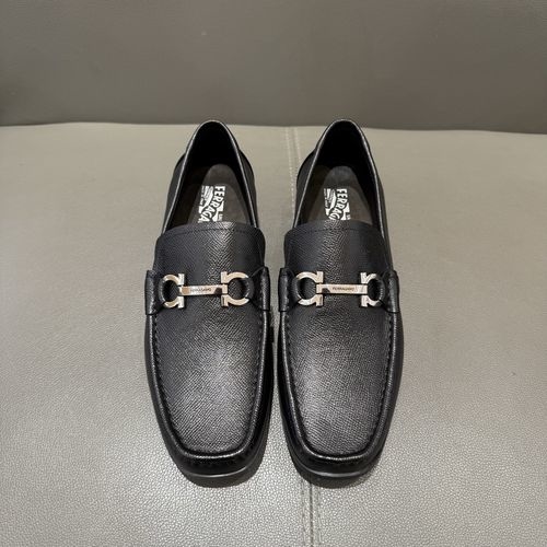 Ferragamo Classic Moccasin With Black Gancini Buckle