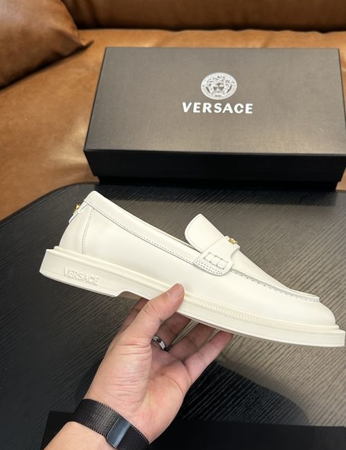 Versace Leather Casual Sneakers With Rubber Sole