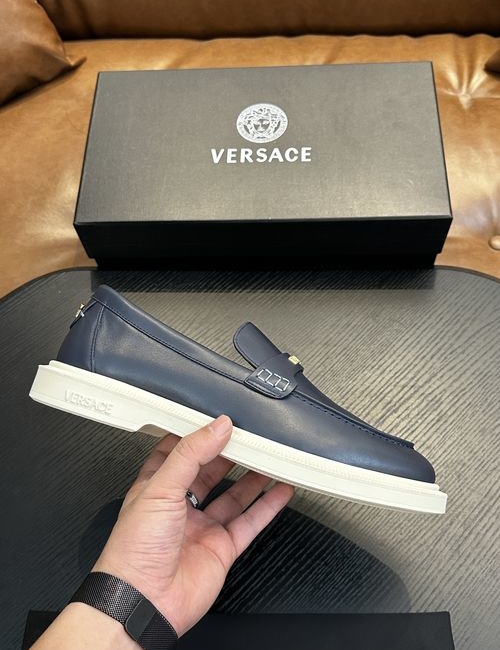 Versace Leather Casual Sneakers With Rubber Sole
