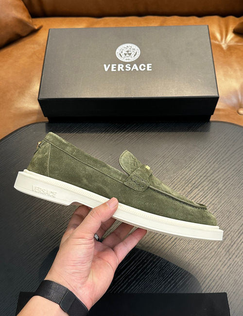 Versace Leather Casual Sneakers With Rubber Sole