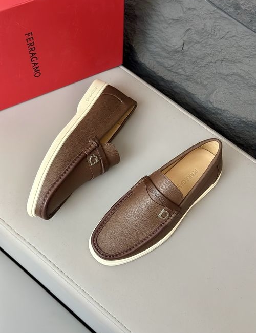 Ferragamo Leather Loafers With Non-slip Soles