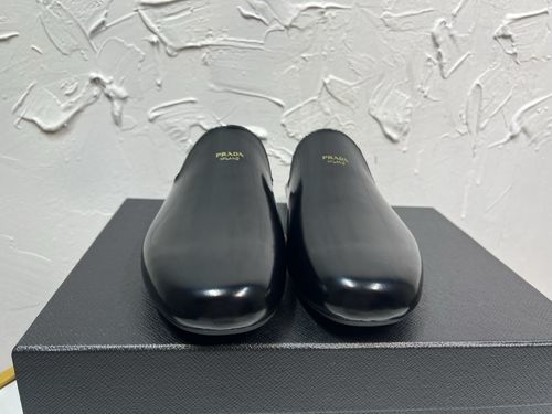 Prada Derby Shuffle Cutout Leather Mules