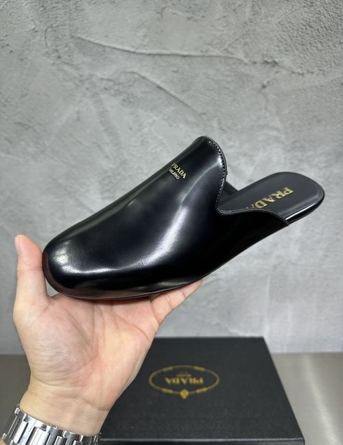 Prada Patent Leather Cut-Out Mule Slippers