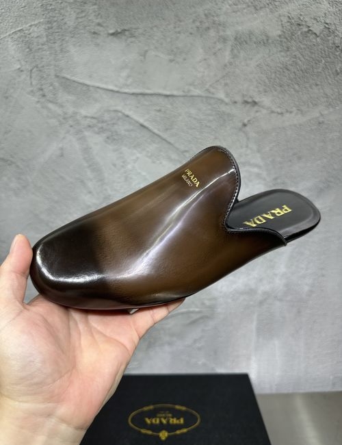 Prada Patent Leather Cut-Out Mule Slippers