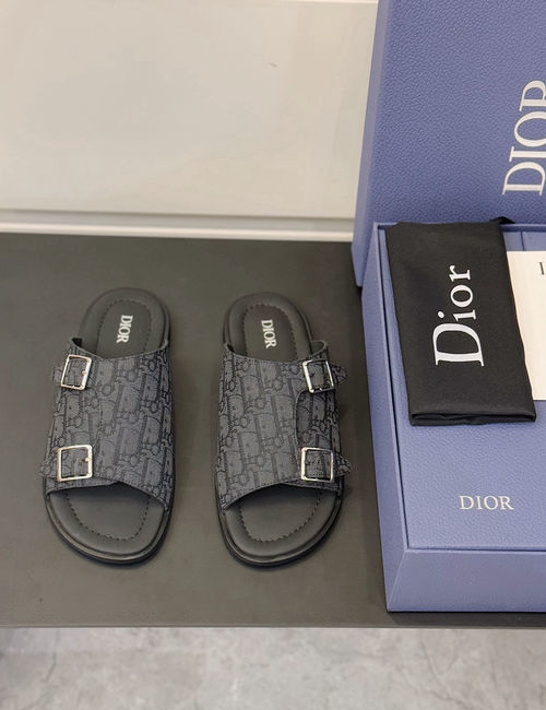 Christian Dior CD Aqua Oblique Printed Sandals With Adjustable Straps