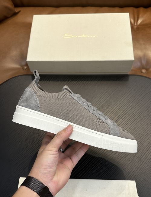 Santoni Canvas Leather Casual Sneakers