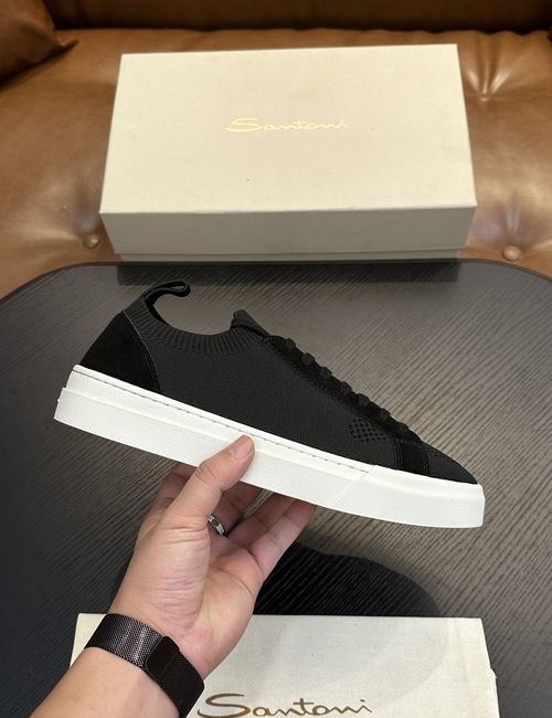 Santoni Canvas Leather Casual Sneakers